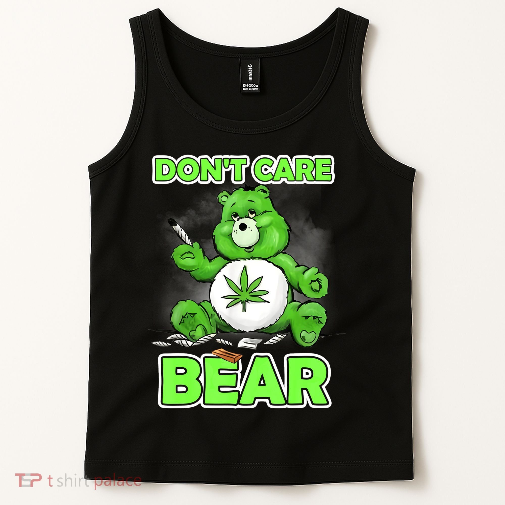 Dont Care Bear Smoking Weed Cannabis Marijuana 4 20 Stoner Gift 2 Tank Top