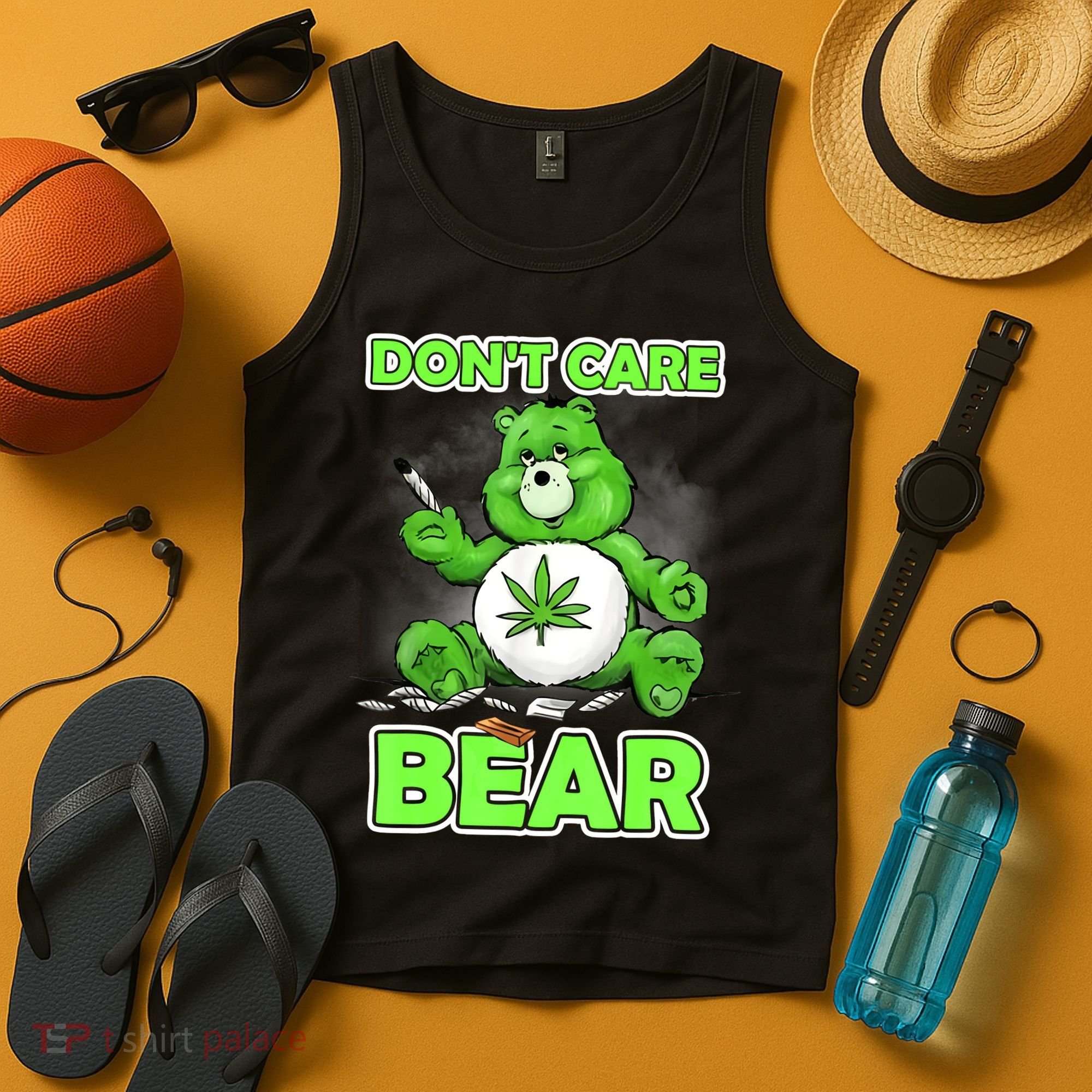 Dont Care Bear Smoking Weed Cannabis Marijuana 4 20 Stoner Gift 2 Tank Top