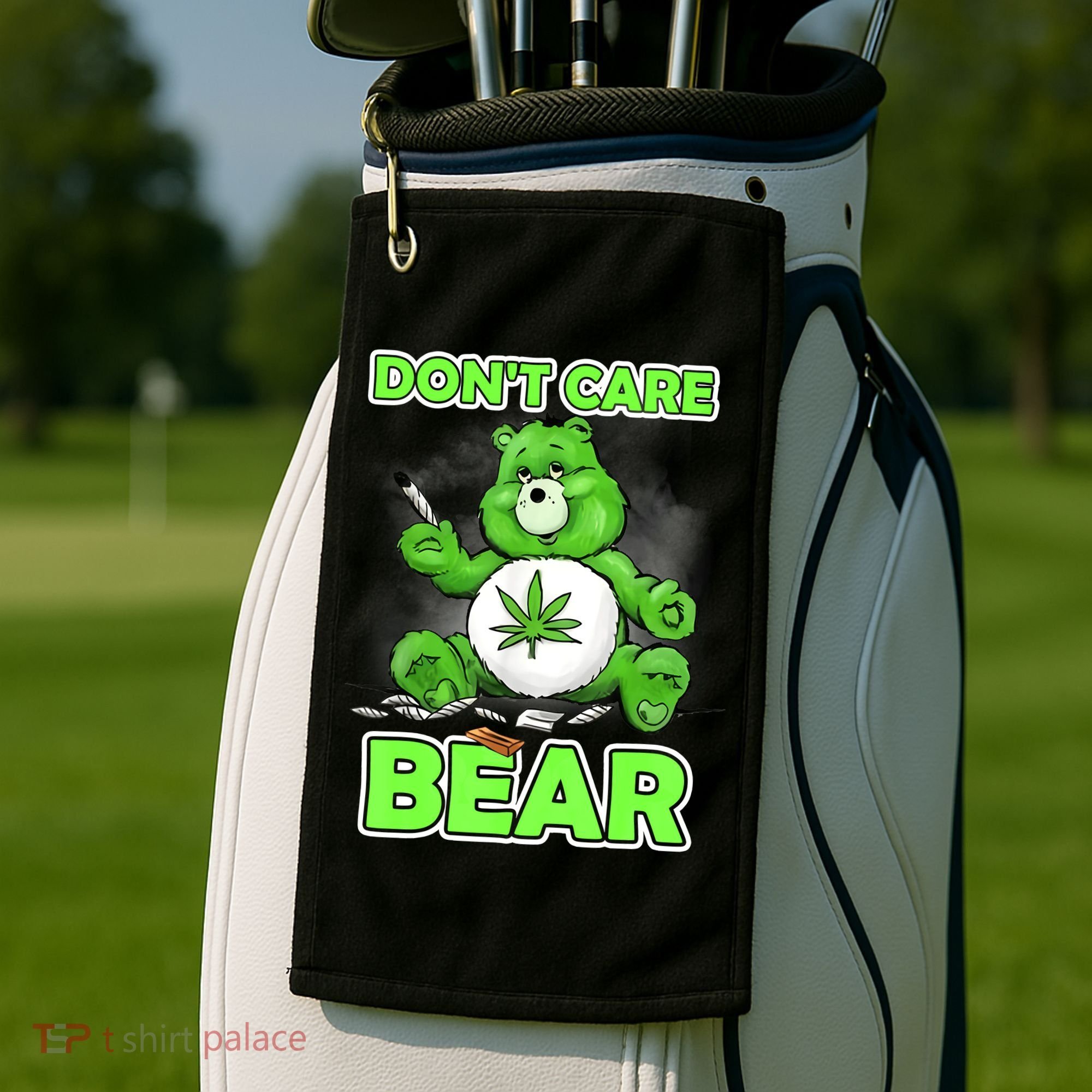 Dont Care Bear Smoking Weed Cannabis Marijuana 4 20 Stoner Gift 2 Golf Towel