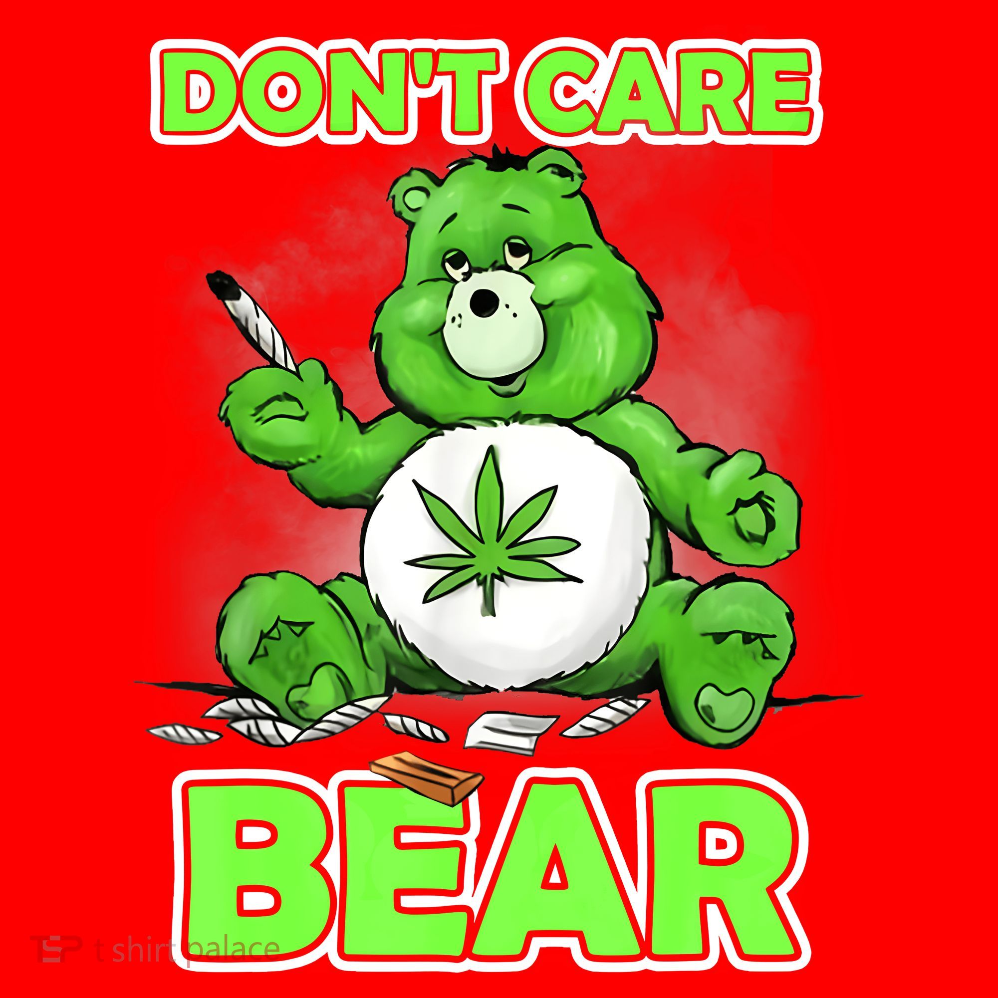 Dont Care Bear Smoking Weed Cannabis Marijuana 4 20 Stoner Gift 2 Santa Hat