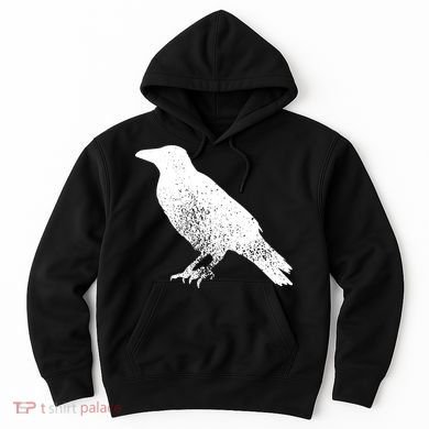 Distressed Crow Bird Print Raven Vintage Bird Hoodie
