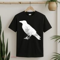 Distressed Crow Bird Print Raven Vintage Bird T-Shirt thumb 2