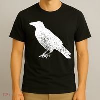 Distressed Crow Bird Print Raven Vintage Bird T-Shirt thumb 3