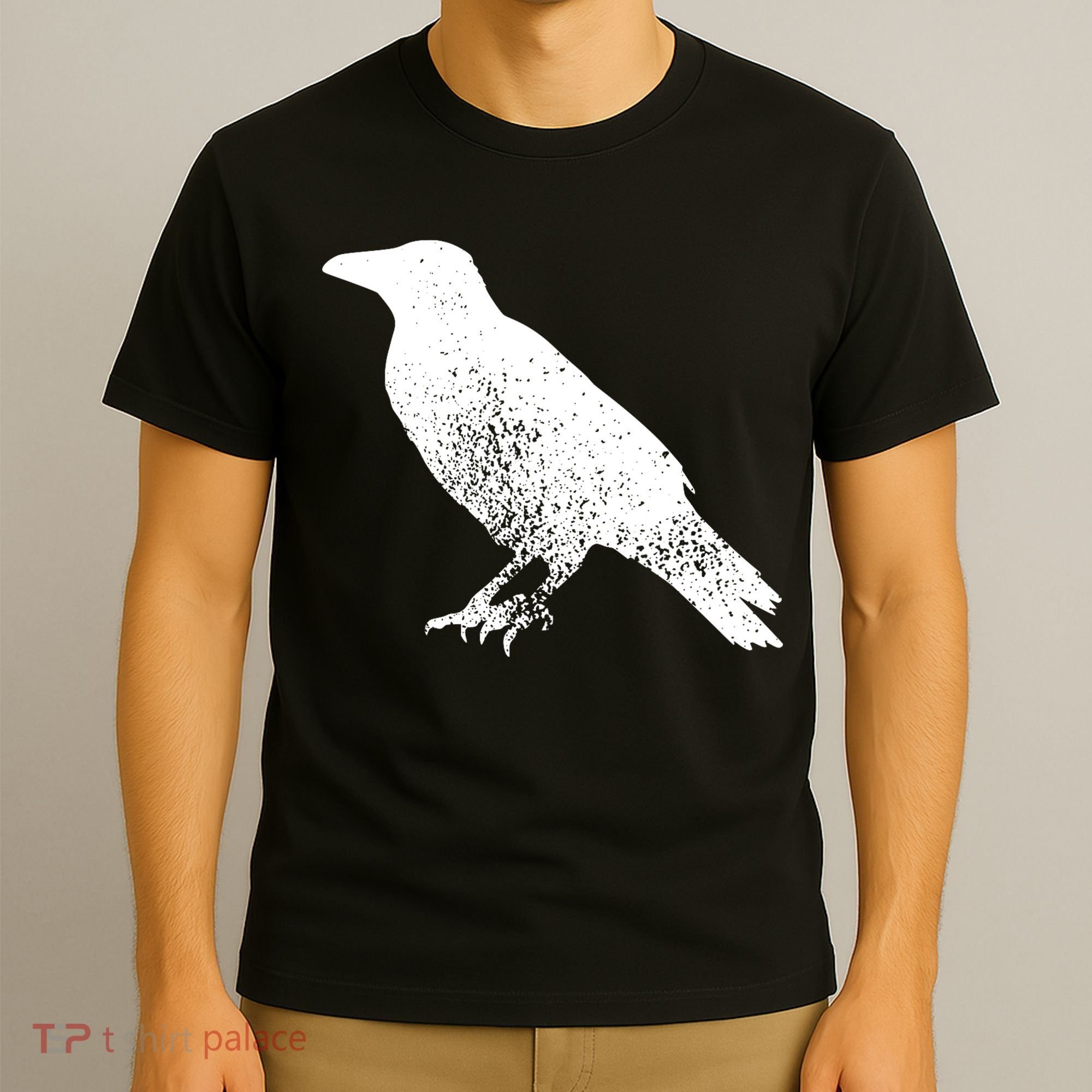 Distressed Crow Bird Print Raven Vintage Bird T-Shirt