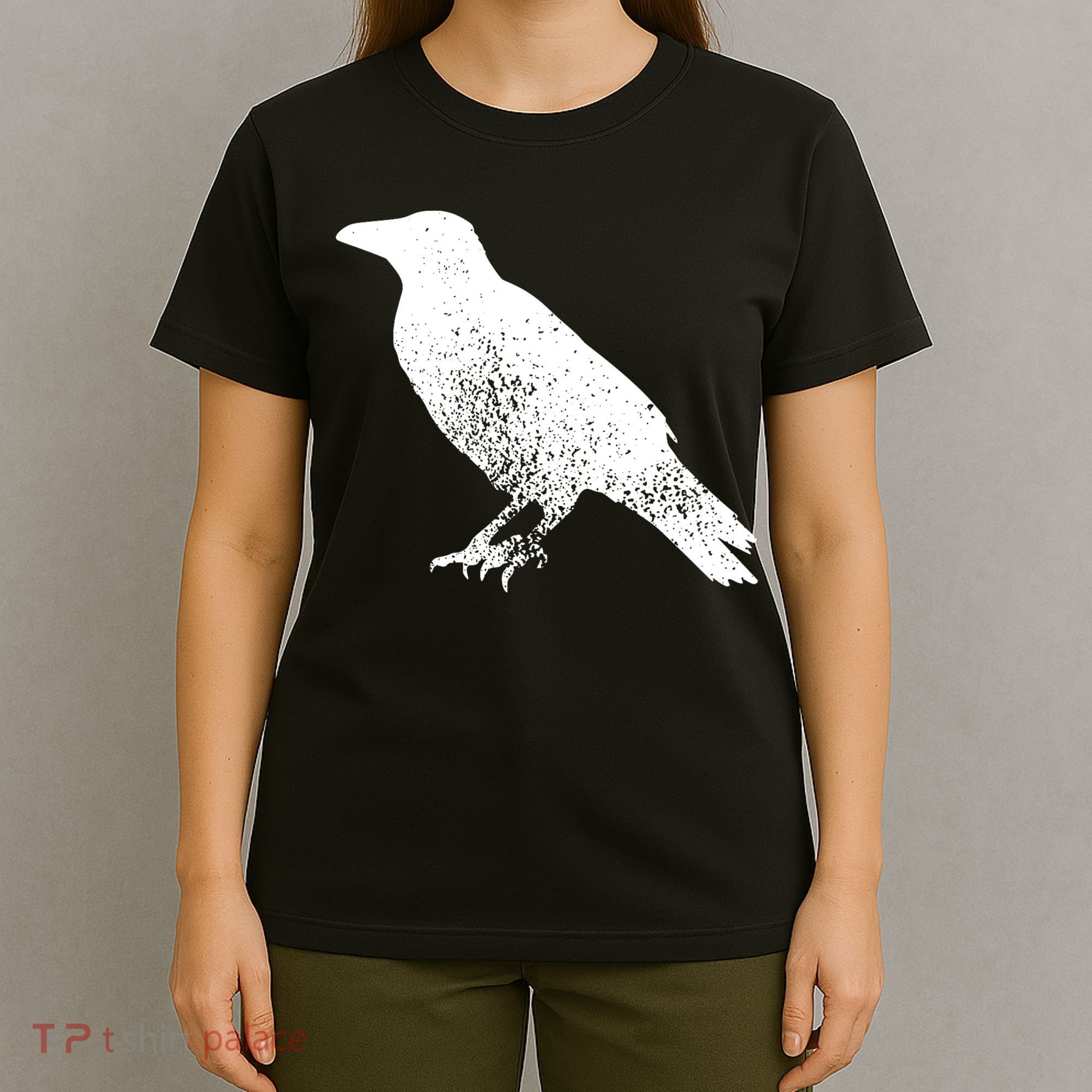Distressed Crow Bird Print Raven Vintage Bird T-Shirt