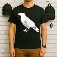 Distressed Crow Bird Print Raven Vintage Bird T-Shirt thumb 6