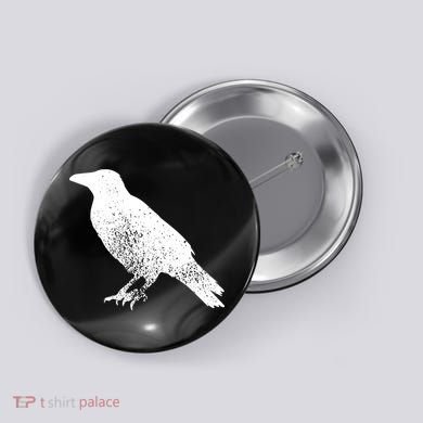 Distressed Crow Bird Print Raven Vintage Bird Button