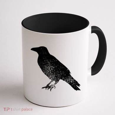Distressed Crow Bird Print Raven Vintage Bird Coffee Mug back