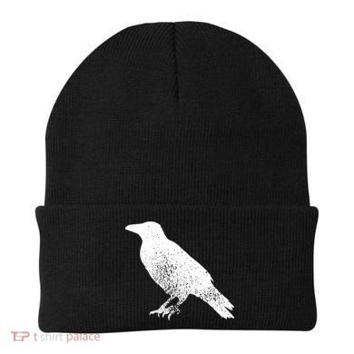 Distressed Crow Bird Print Raven Vintage Bird Beanie