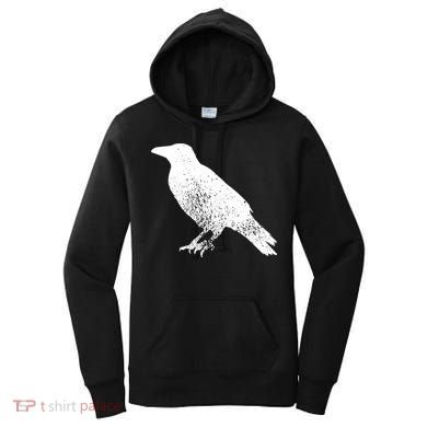Distressed Crow Bird Print Raven Vintage Bird Women's Hoodie