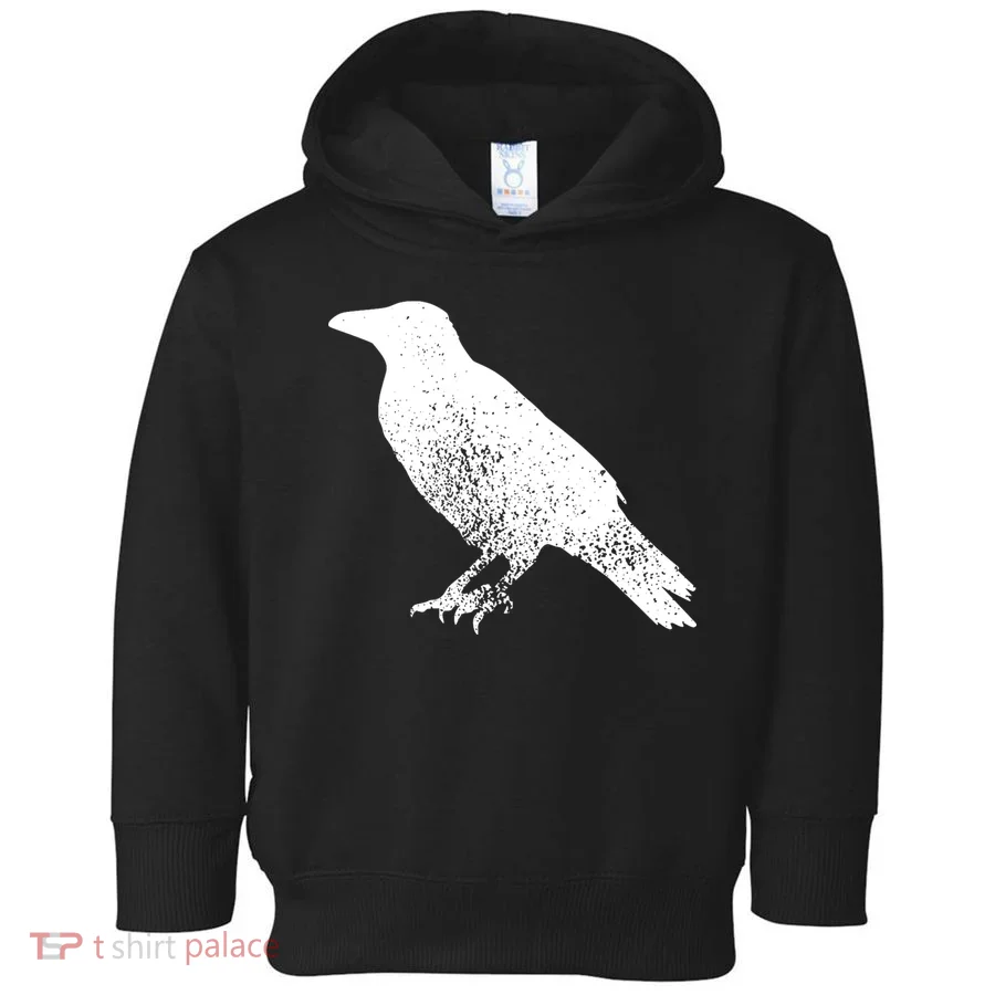 Distressed Crow Bird Print Raven Vintage Bird Toddler Hoodie