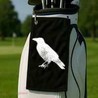 Distressed Crow Bird Print Raven Vintage Bird Golf Towel thumb 2