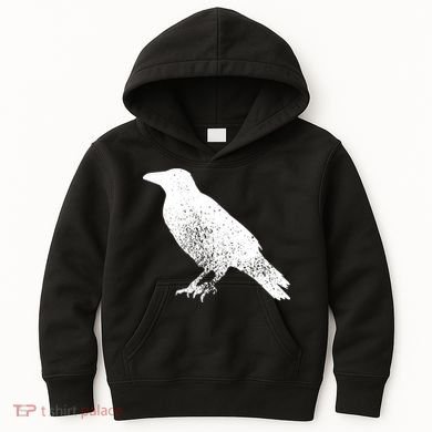 Distressed Crow Bird Print Raven Vintage Bird Kids Hoodie