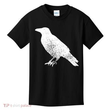 Distressed Crow Bird Print Raven Vintage Bird Kids T-Shirt