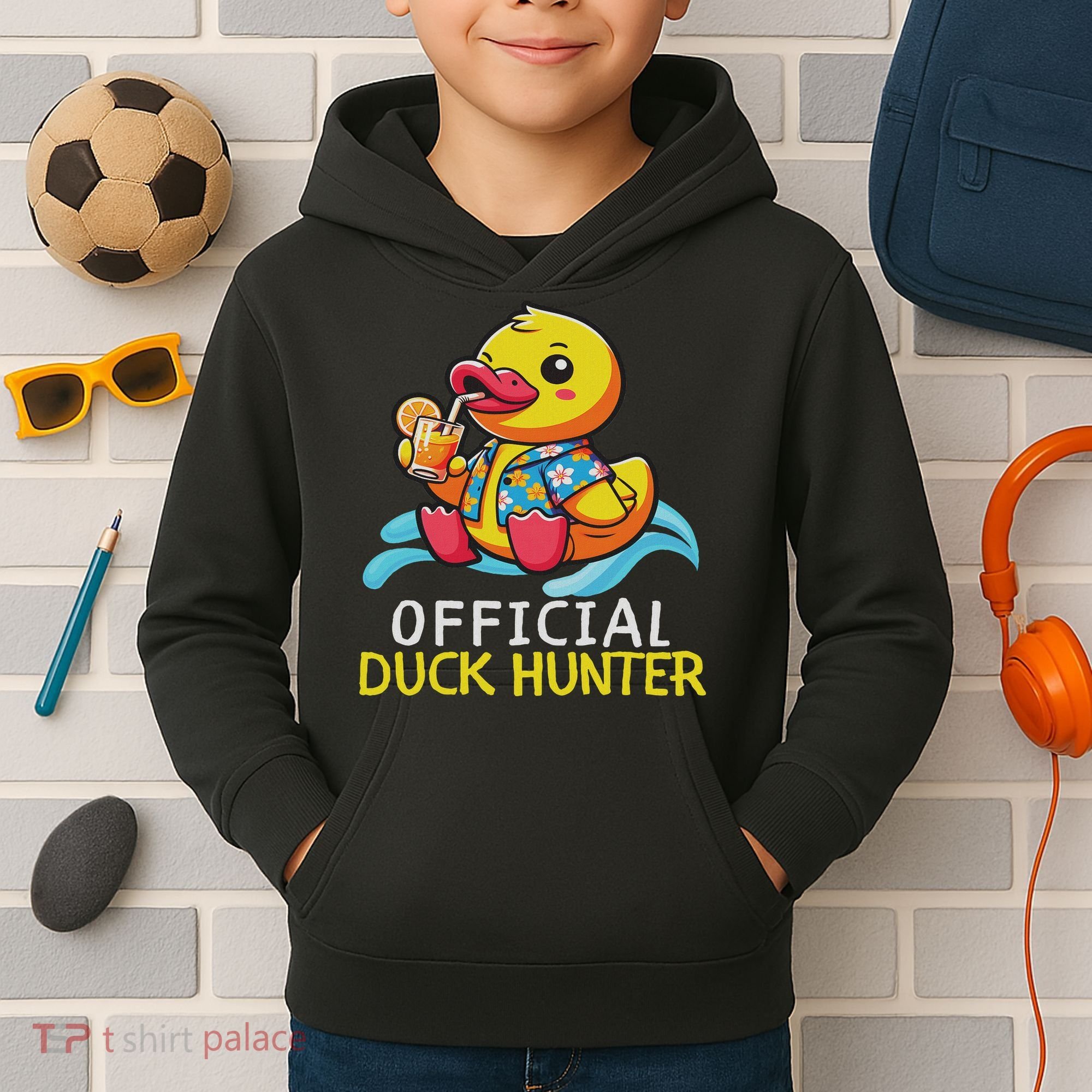 Duck Cruise Boa Funny Rubber Duck Hunting Squad Kids Hoodie