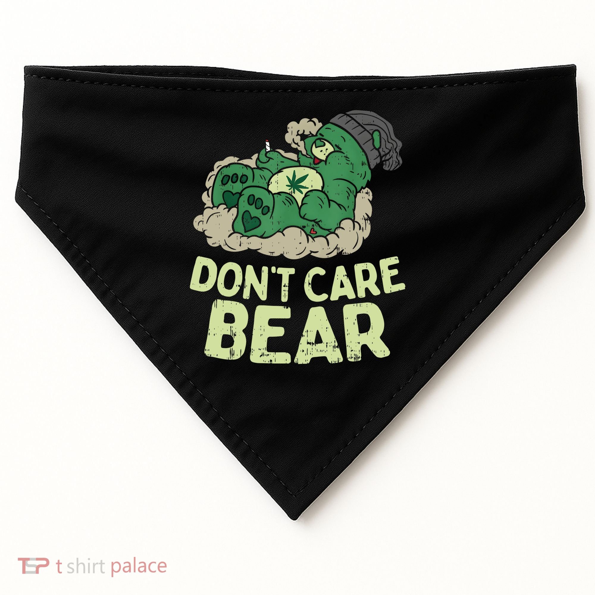Dont Care Bear Smoking Weed Cannabis Marijuana 4 20 Stoner Gift 2 USA-Made Doggie Bandana