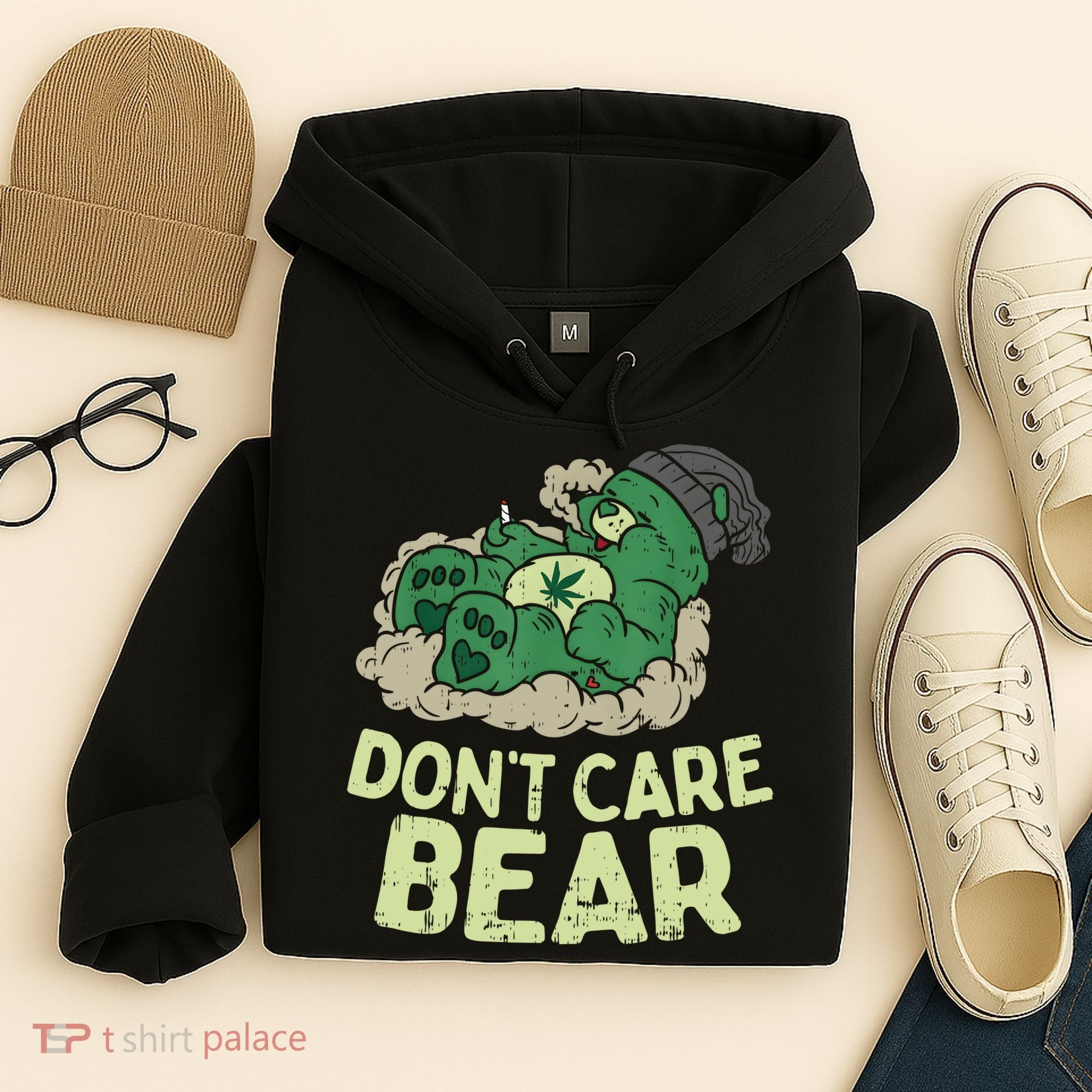 Dont Care Bear Smoking Weed Cannabis Marijuana 4 20 Stoner Gift 2 Hoodie