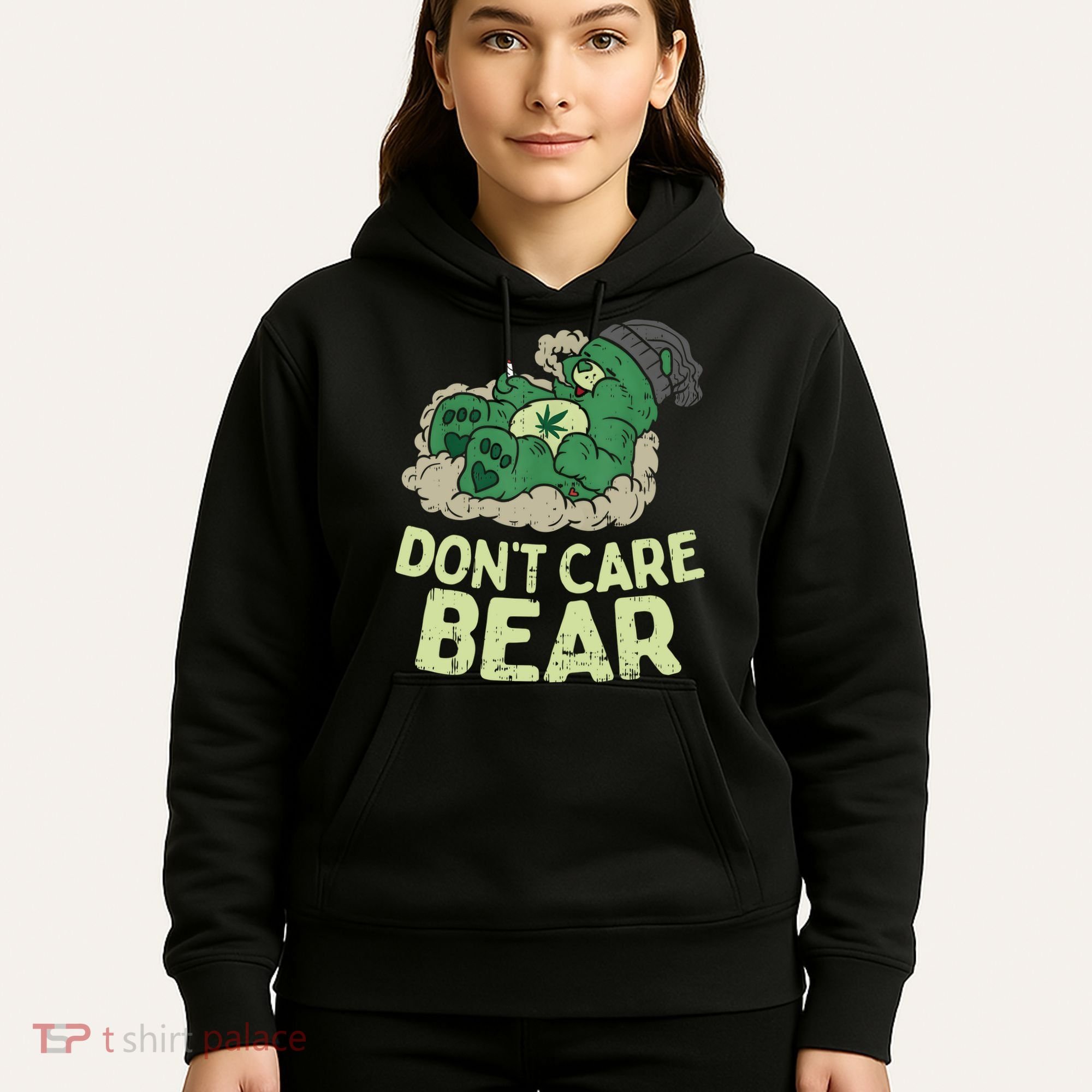 Dont Care Bear Smoking Weed Cannabis Marijuana 4 20 Stoner Gift 2 Hoodie