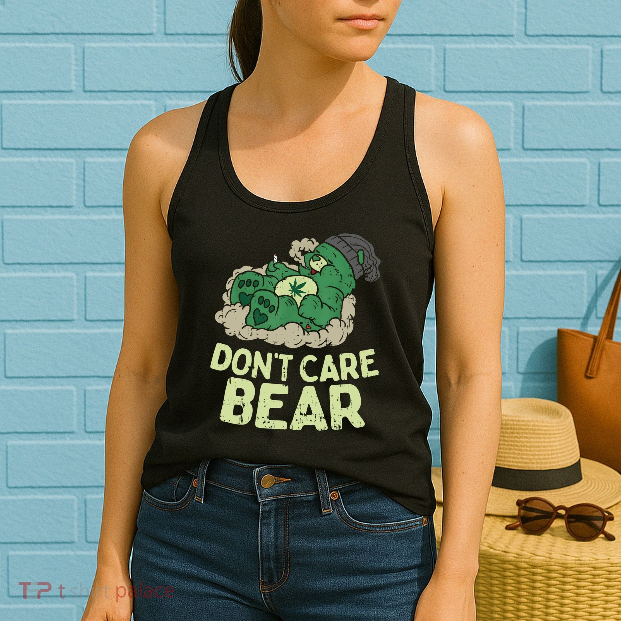 Dont Care Bear Smoking Weed Cannabis Marijuana 4 20 Stoner Gift 2 Women's Tank Top
