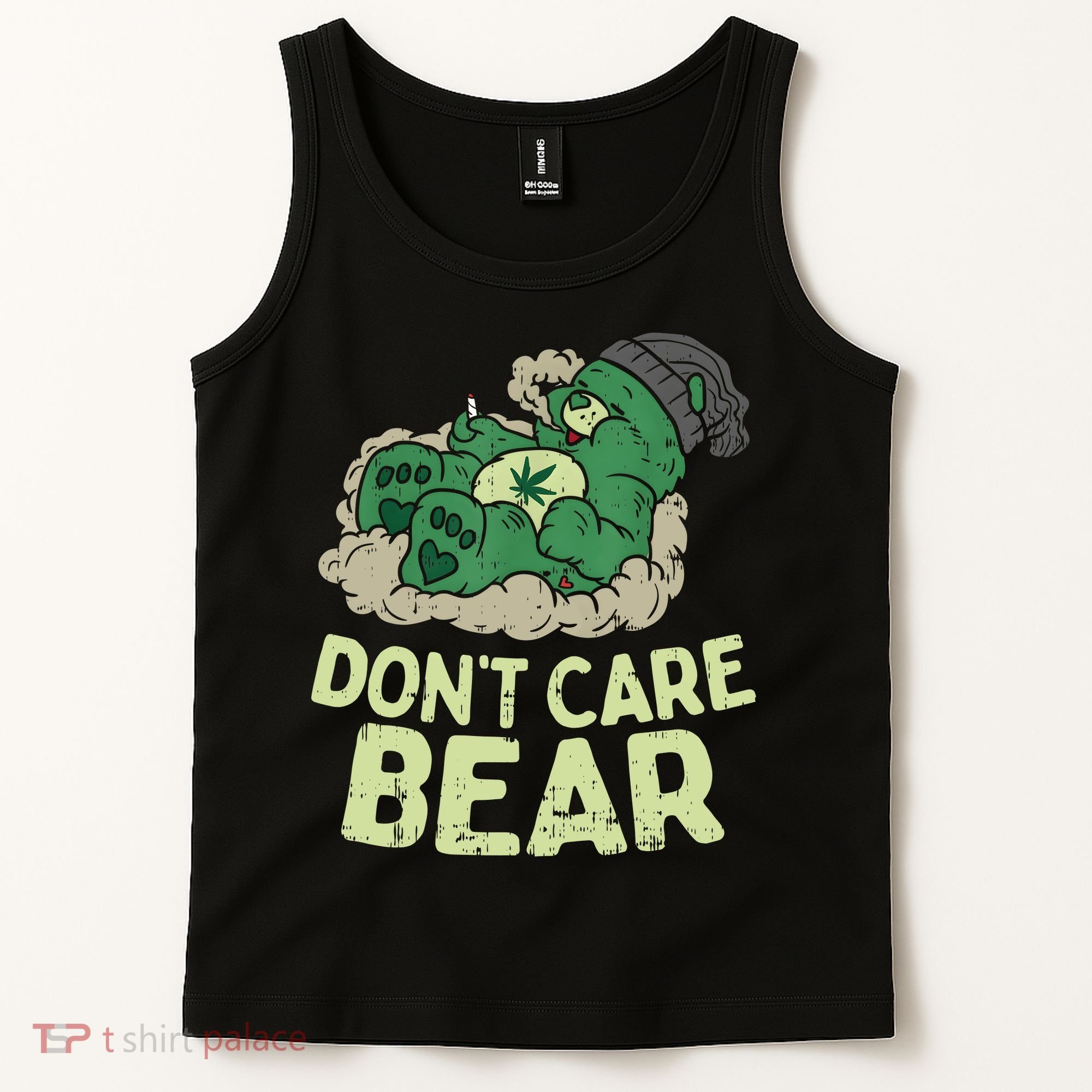 Dont Care Bear Smoking Weed Cannabis Marijuana 4 20 Stoner Gift 2 Tank Top