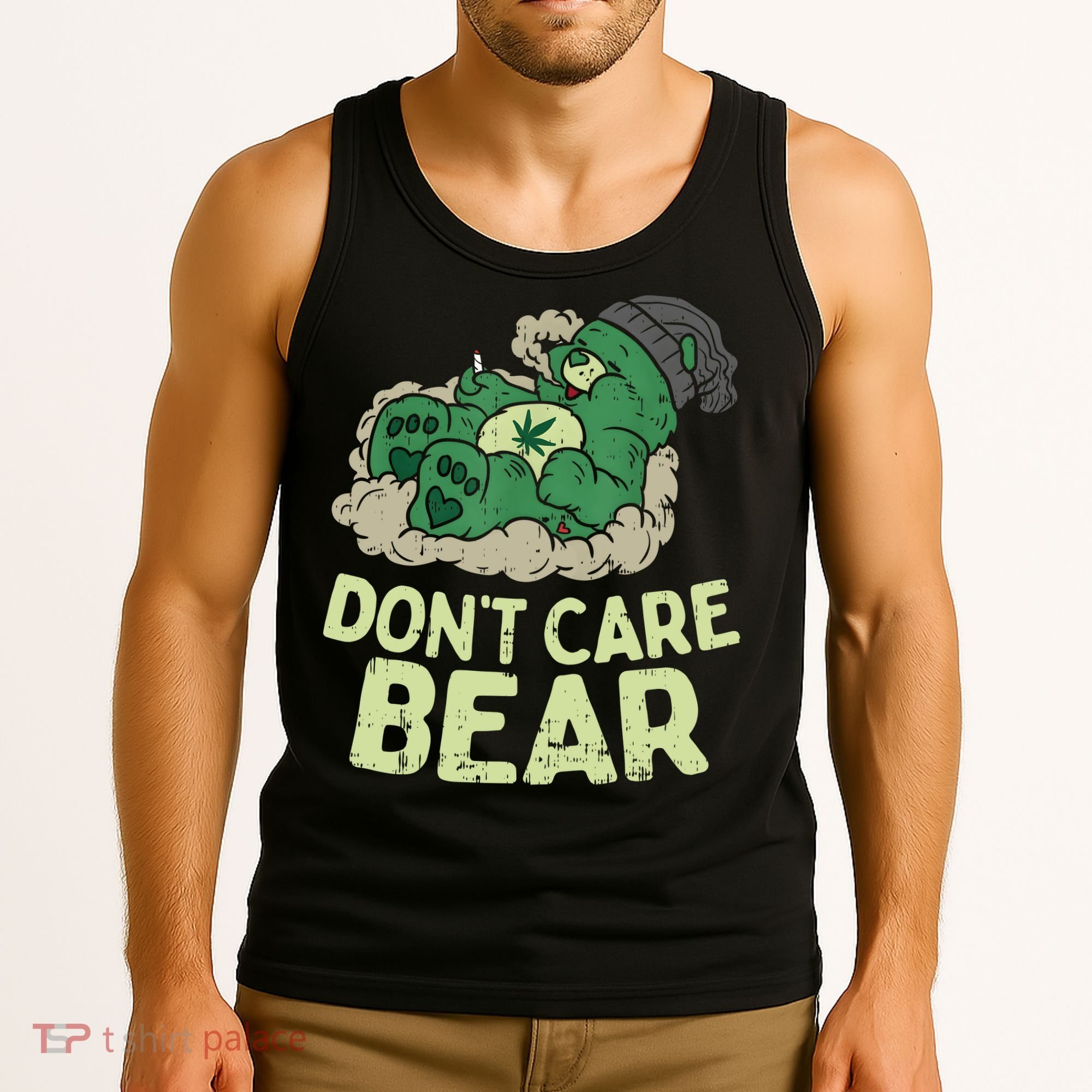 Dont Care Bear Smoking Weed Cannabis Marijuana 4 20 Stoner Gift 2 Tank Top