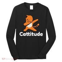 Dabbing Cat Cattitude Funny Attitude Dance Long Sleeve Shirt thumb 0