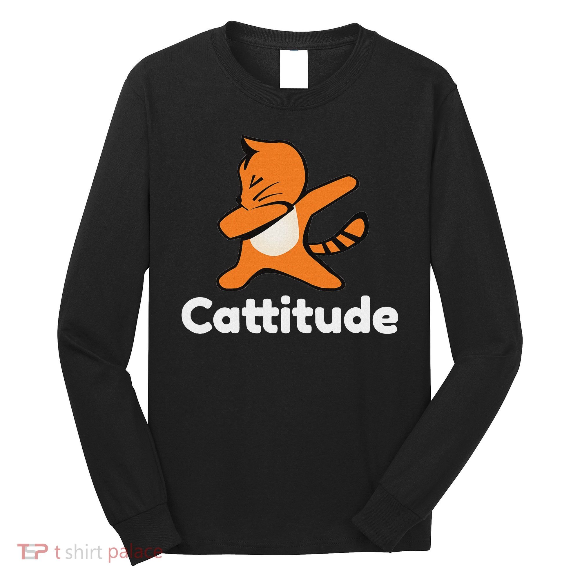 Dabbing Cat Cattitude Funny Attitude Dance Long Sleeve Shirt