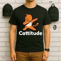 Dabbing Cat Cattitude Funny Attitude Dance T-Shirt thumb 6