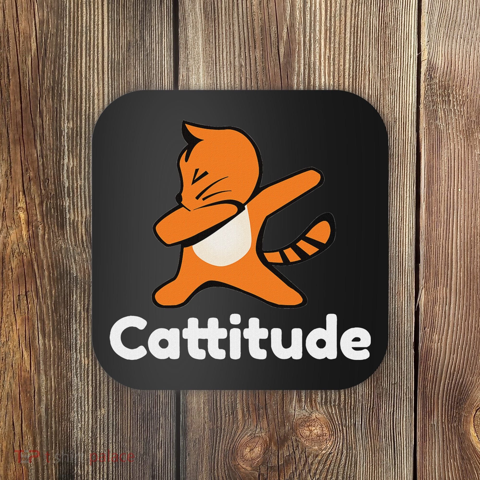 Dabbing Cat Cattitude Funny Attitude Dance Coaster