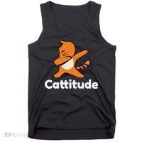 Dabbing Cat Cattitude Funny Attitude Dance Tank Top thumb 0