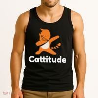 Dabbing Cat Cattitude Funny Attitude Dance Tank Top thumb 3