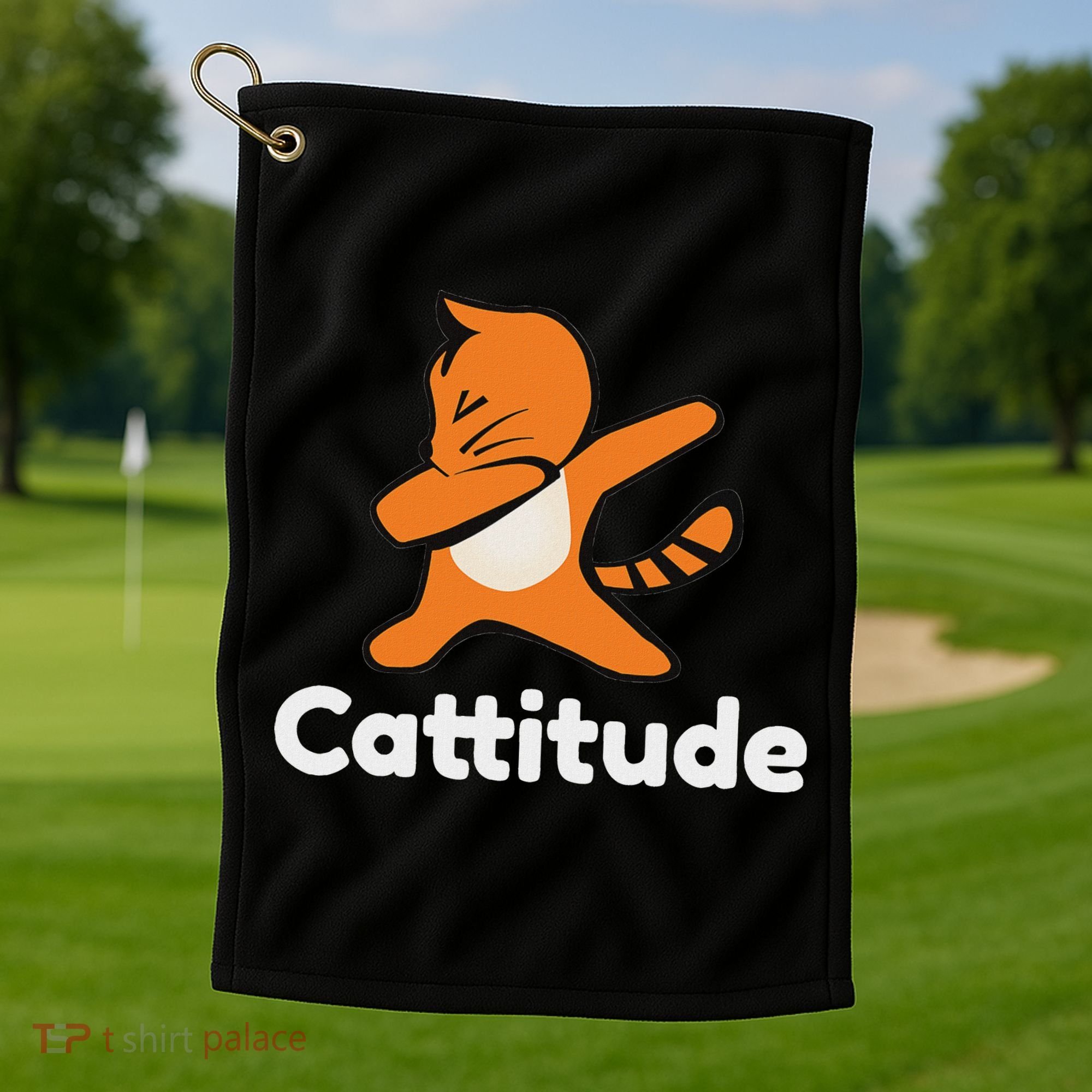 Dabbing Cat Cattitude Funny Attitude Dance Golf Towel