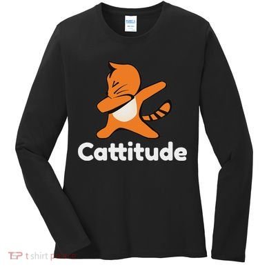 Dabbing Cat Cattitude Funny Attitude Dance Women's Long Sleeve Shirt