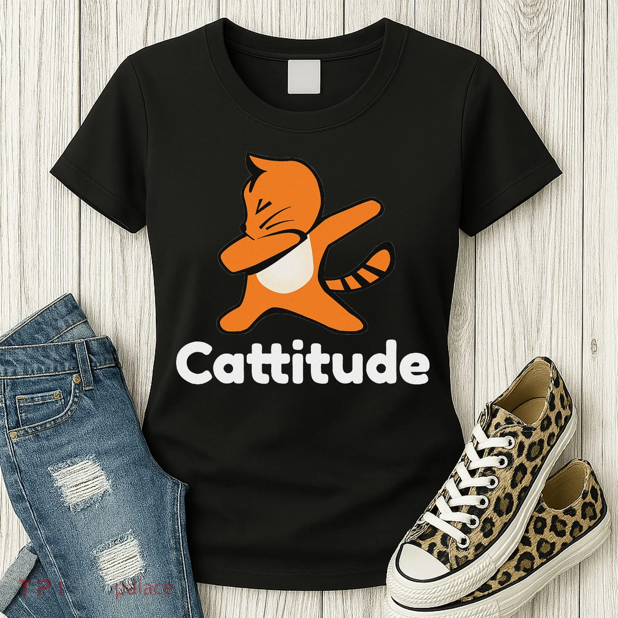 Dabbing Cat Cattitude Funny Attitude Dance Women's T-Shirt