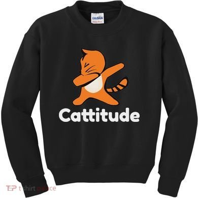 Dabbing Cat Cattitude Funny Attitude Dance Kids Sweatshirt