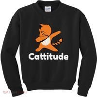 Dabbing Cat Cattitude Funny Attitude Dance Kids Sweatshirt thumb 0