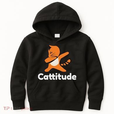 Dabbing Cat Cattitude Funny Attitude Dance Kids Hoodie