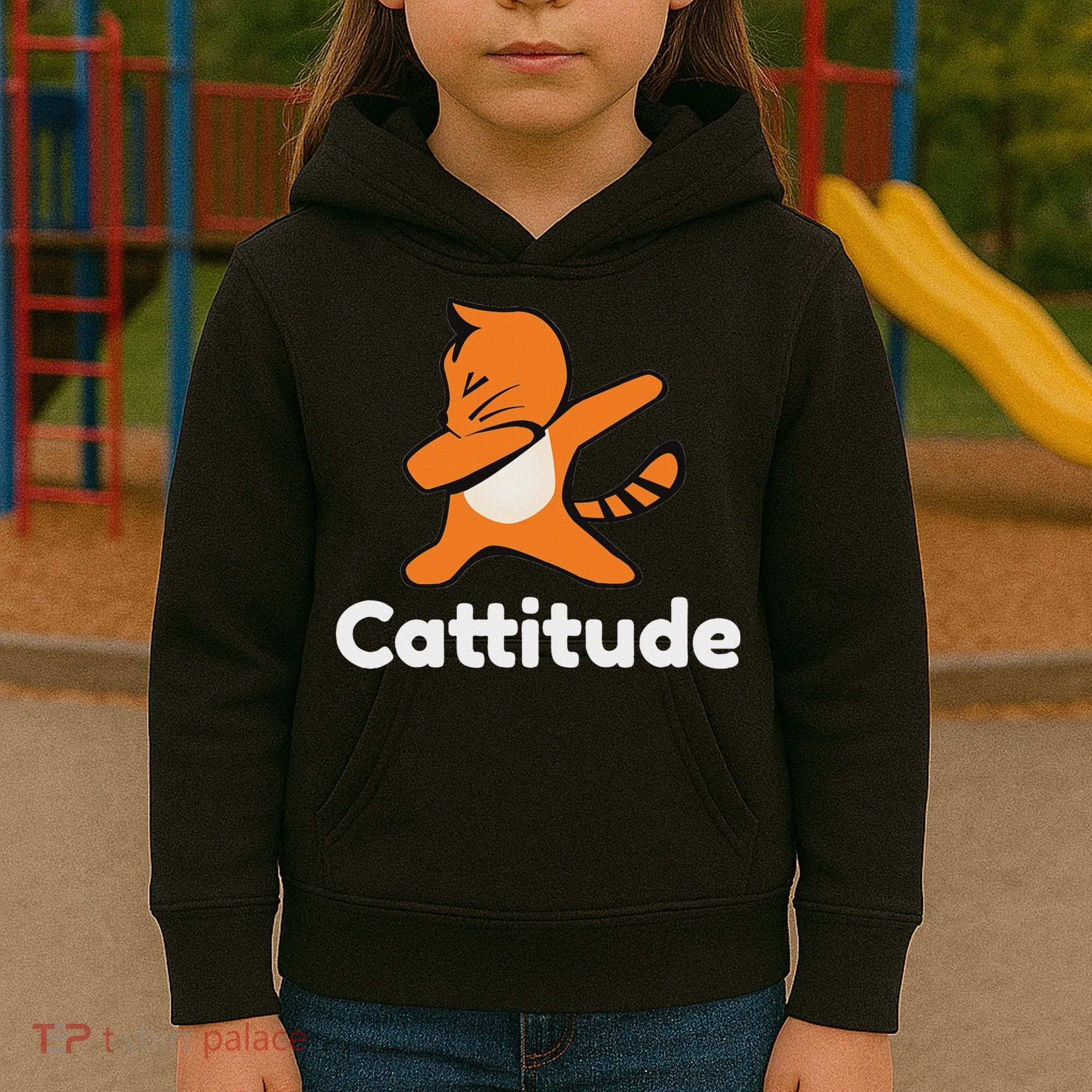 Dabbing Cat Cattitude Funny Attitude Dance Kids Hoodie