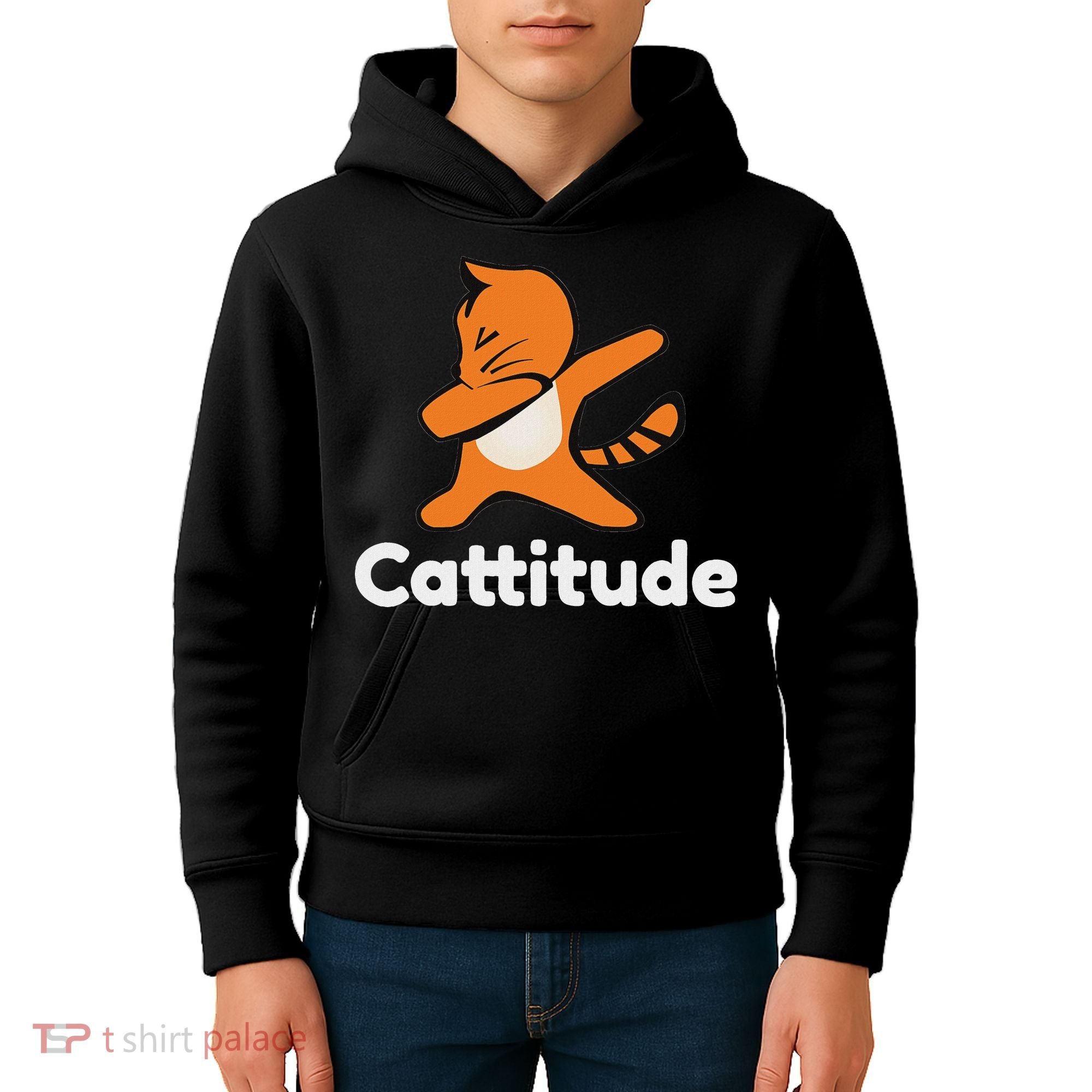 Dabbing Cat Cattitude Funny Attitude Dance Kids Hoodie