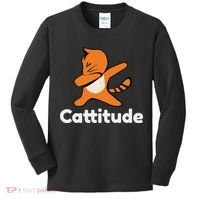 Dabbing Cat Cattitude Funny Attitude Dance Kids Long Sleeve Shirt thumb 0