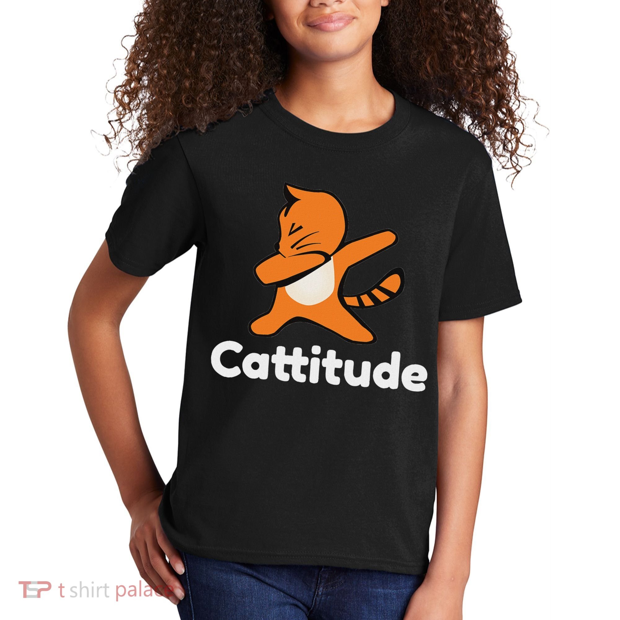 Dabbing Cat Cattitude Funny Attitude Dance Kids T-Shirt