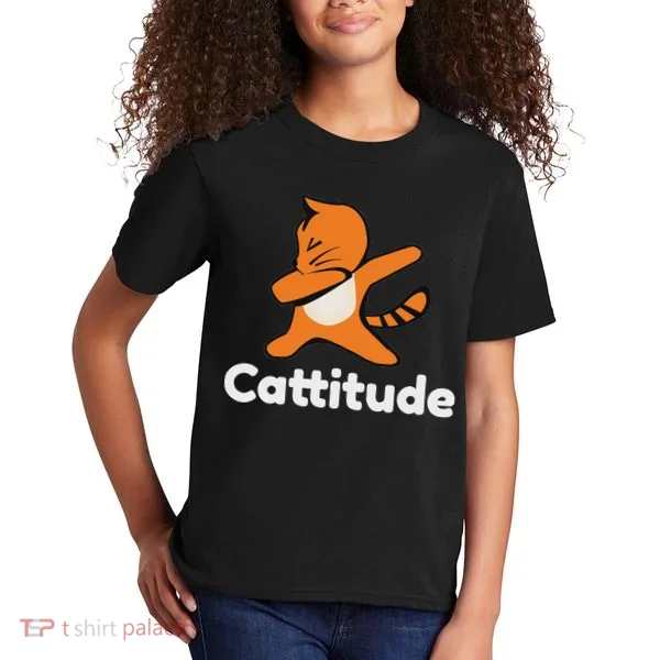 Dabbing Cat Cattitude Funny Attitude Dance Kids T-Shirt