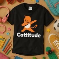 Dabbing Cat Cattitude Funny Attitude Dance Kids T-Shirt thumb 3