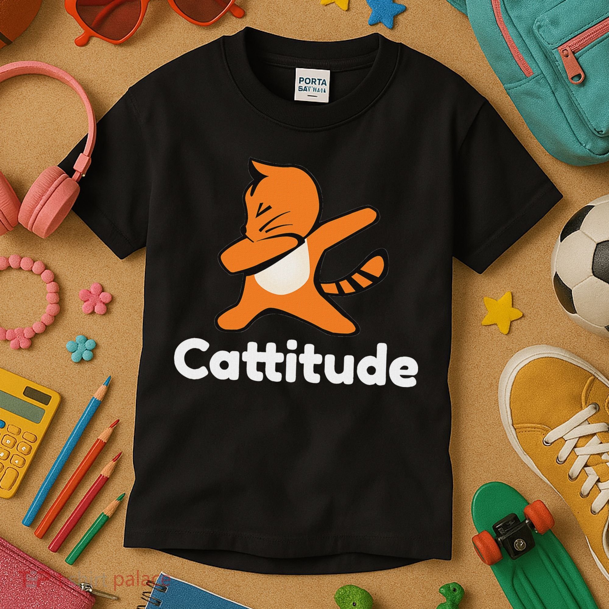 Dabbing Cat Cattitude Funny Attitude Dance Kids T-Shirt