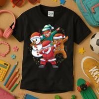 Dabbing Christmas Characters Holiday Kids T-Shirt thumb 3