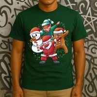 Dabbing Christmas Characters Holiday T-Shirt thumb 3