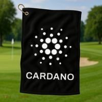 Distressed Cardano Cryptocurrency Logo Golf Towel thumb 1