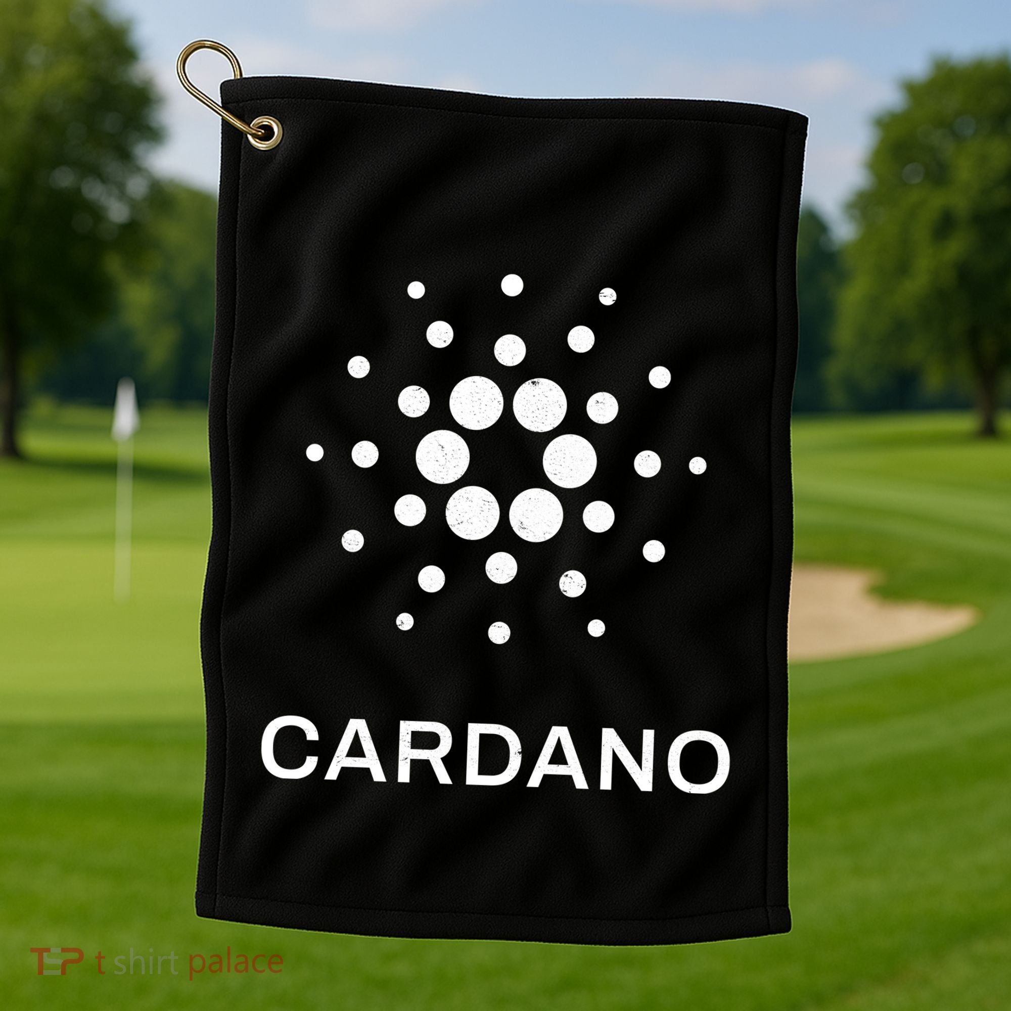 Distressed Cardano Cryptocurrency Logo Golf Towel