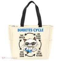 Diabetes Cycle Diabetes Awareness Funny Cat Lover Tote Bag thumb 0