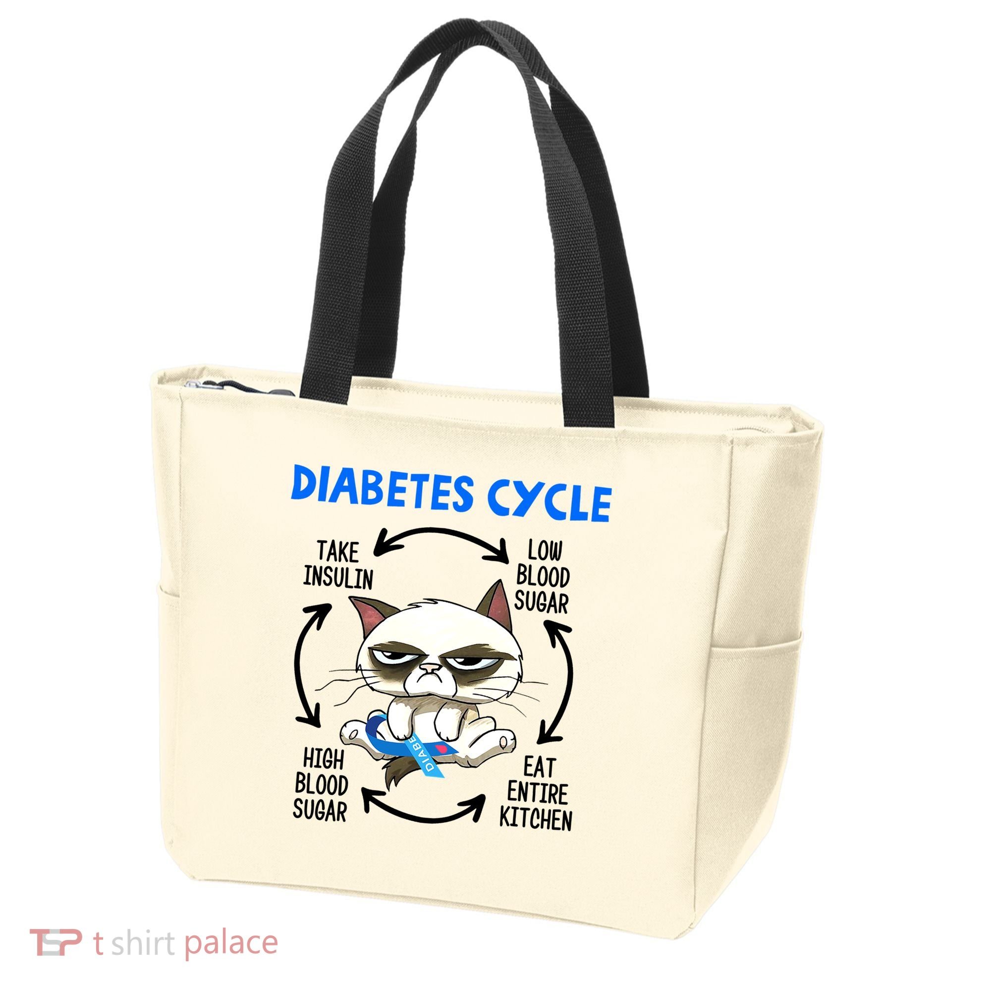 Diabetes Cycle Diabetes Awareness Funny Cat Lover Tote Bag
